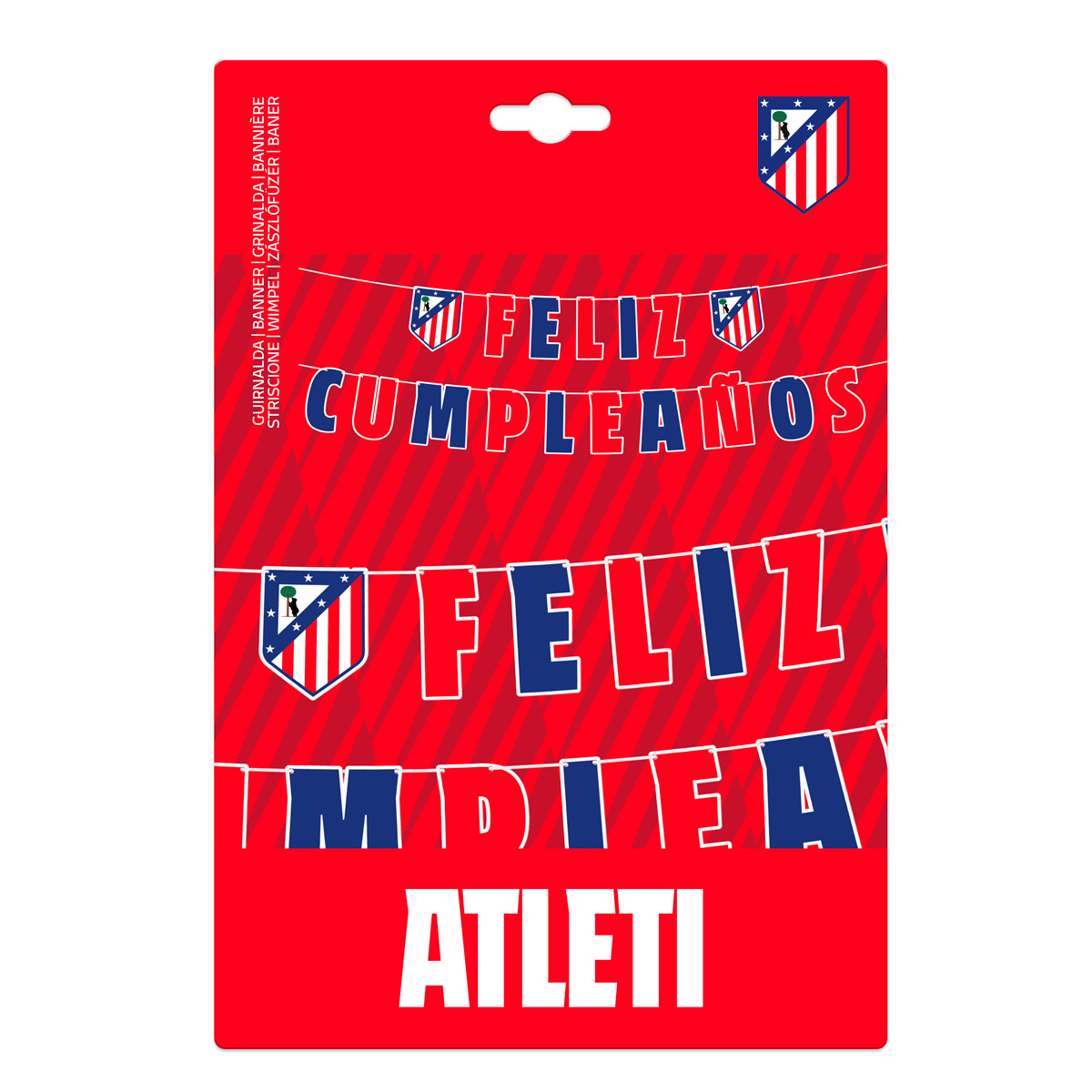 Garland feliz cumplea&ntilde;os red and blue with crests image number null